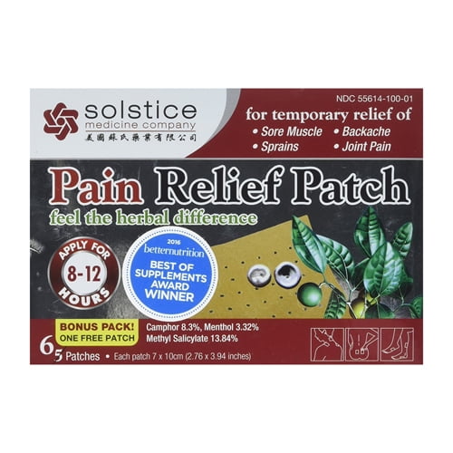 SOLSTICE MEDICINE COMPANY, PAIN RELIEF PATCH 6 CT