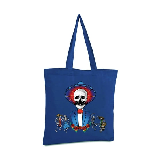 Awkward Styles - Awkward Styles Mustache Skull Tote Bag Mexican Skull Canvas Tote Bag Funny Day