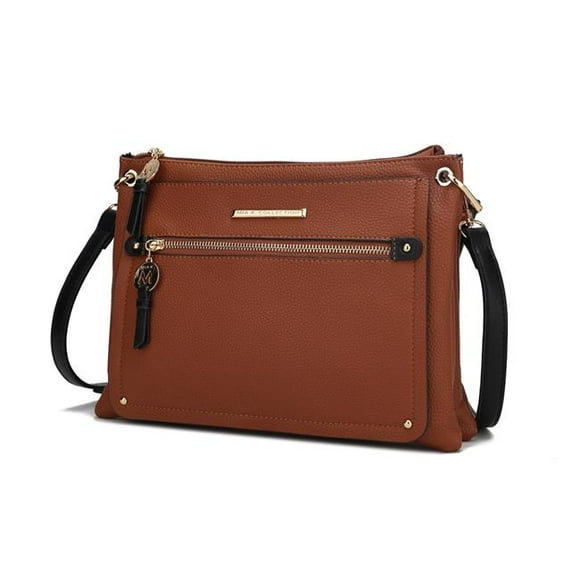 MKF Collection by Mia K. MKF-X669COG-BK Aliyah Crossbody Bag, Cognac & Black