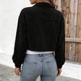 thumbnail image 5 of IUYRTFE Women's Cropped Button Down Jacket Long Sleeve Collared Casual Knit Outerwear, 5 of 5