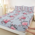 thumbnail image 4 of Feelyou Pink Peony Flower Twin Sheet Sets for Female, Romantic Floral Twin Fitted Sheet, Retro Bohemian Fashion Flat Sheet, Luxury Bedroom Decor, 3pcs, 4 of 8