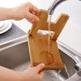 thumbnail image 3 of Monyance Pot Cover Holder Wooden Pot Lid Holder Organizer for Cabinets or Countertops(6.5X5.31X5.51Inches), 3 of 11