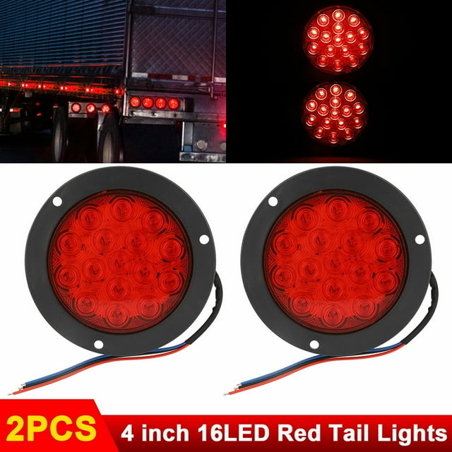 1 Pair 16 LED 4 Inch Round Tail Lights 10-30V Waterproof Outstanding ...