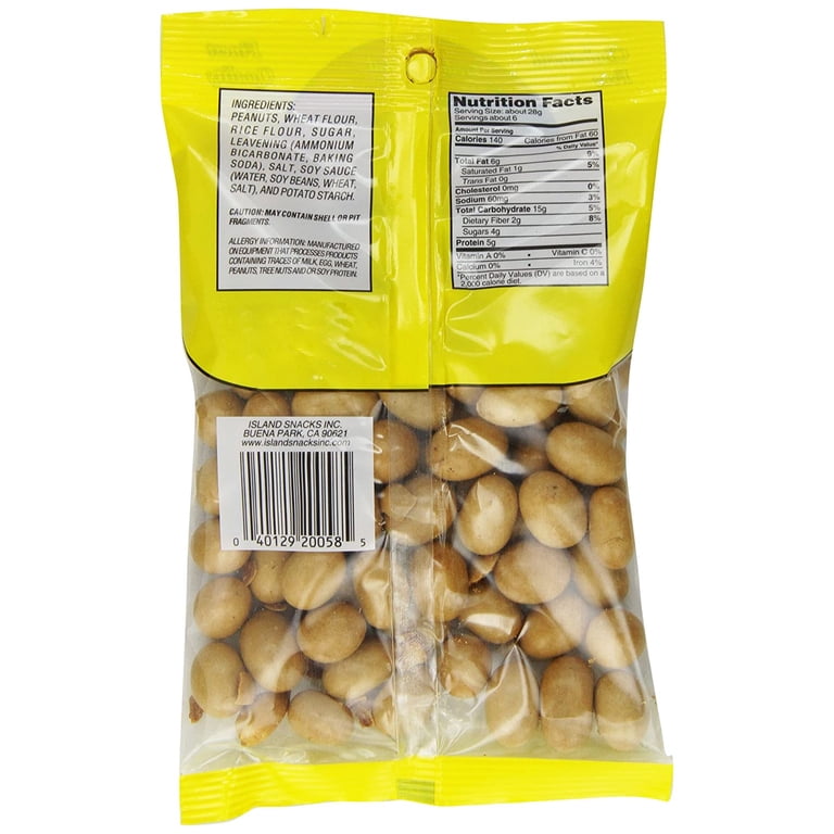 Island Snacks Japanese Peanuts, 6 oz Pack, 6 Bags, Convenient