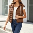 thumbnail image 4 of Cmfcve Womens Plus Size Zip up Puffer Vest Hooded Sleeveless Padded Jacket Coat Solid Winter Warm Outwear, 4 of 9