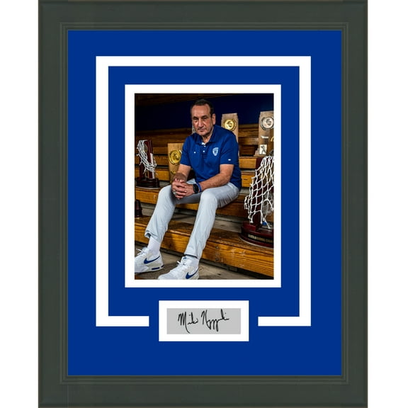 Framed Mike Coach K Krzyzewski Trophies Facsimile Laser Engraved Signature Auto Duke Blue Devils 11x14 Basketball Photo