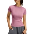 thumbnail image 2 of ASDFVBKG Women's Cotton Crop Tops Short Sleeve Crewneck Basic Tee Tight Fit Y2K Baby Tee Cute Casual Summer Going Out Tops Pink 3XL, 2 of 4