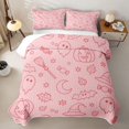 thumbnail image 2 of Manfei Pink Halloween Bat Skull Quilt Full for Teens, Witch Hat Ghost Full Bedspread Sets, 2 of 7