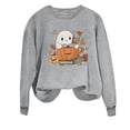 thumbnail image 4 of Inverlee Women's Halloween Sweatshirts Cute Pumpkin Ghost Print T-shirt Going Out Round Neck Sweatshirt Long Sleeve Tunic Pullover Tops Halloween Clothes, 4 of 4