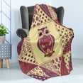 thumbnail image 4 of Owl Soft Flannel Fleece Throw Blanket, Vintage Inspired Owl Pattern Invisible to Prey Nocturnal Mimicking Predator, Cozy Plush for Indoor and Outdoor Use, 60" x 80", Purple Pink Yellow, by Ambesonne, 4 of 5