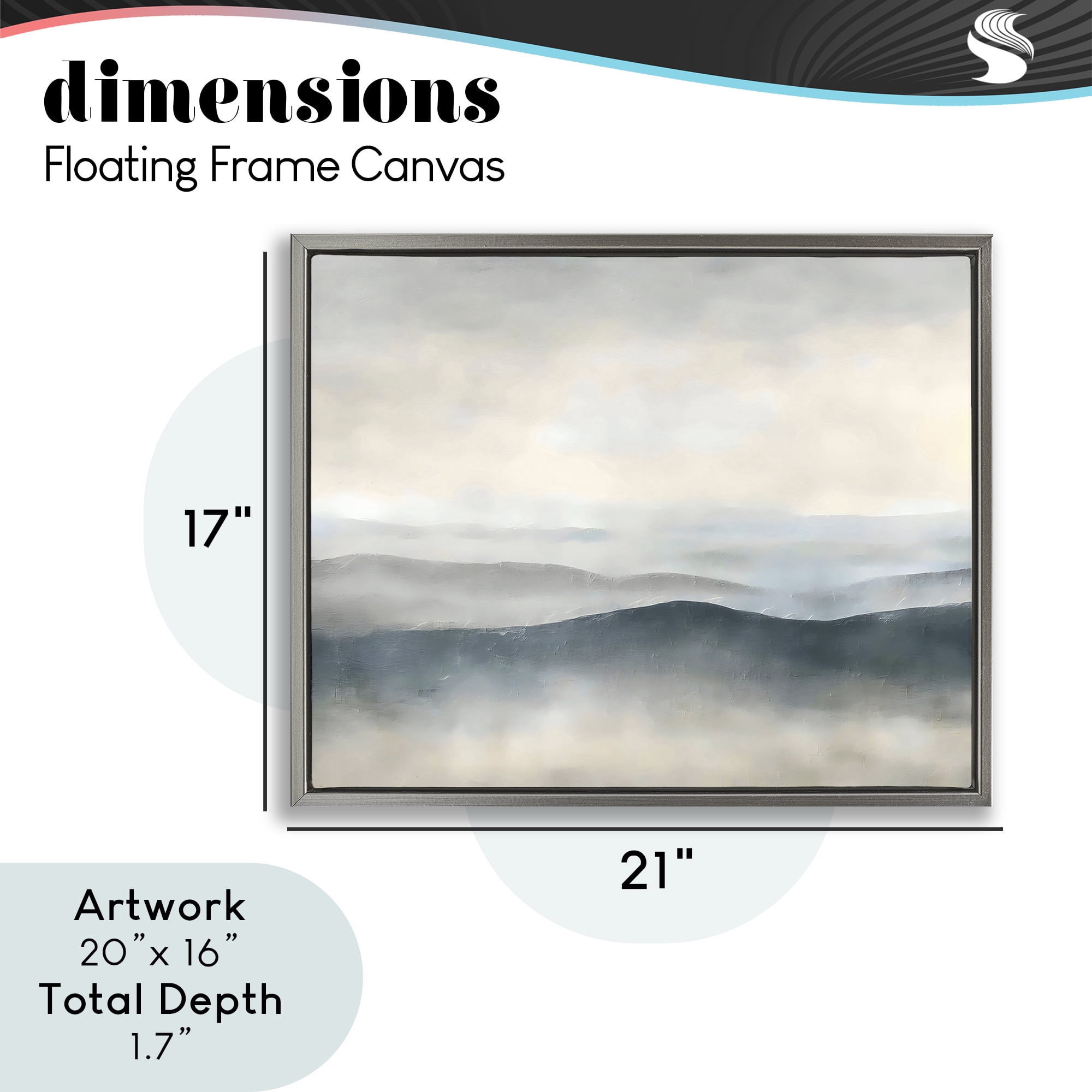 Stupell Industries Muted Horizon Serenity Gray Framed Floater Canvas Wall Art, design by Riley B
