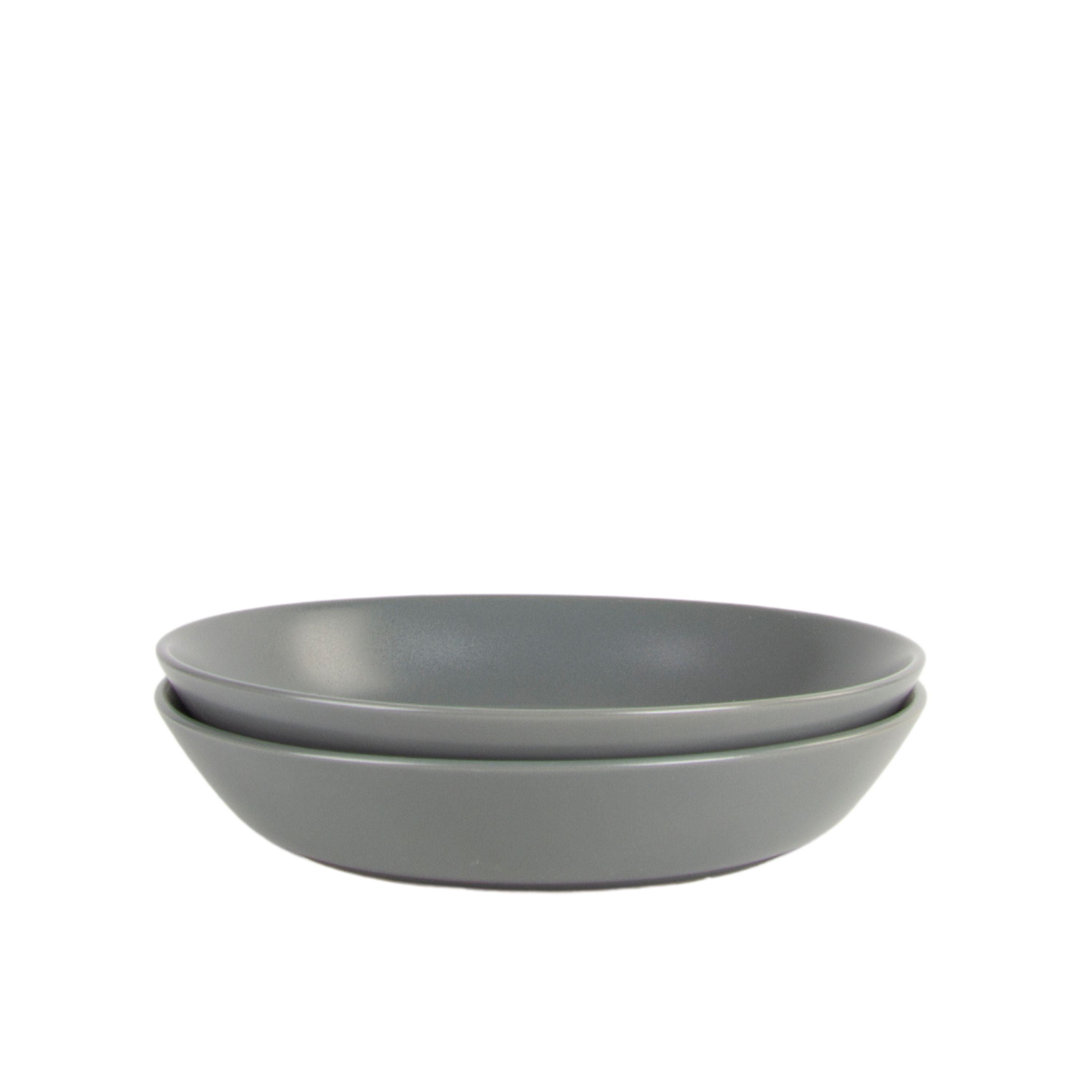 10 Strawberry Street Double Line 9.5"/36 oz Round Dinner Bowl, Set of 2, Matte Gray