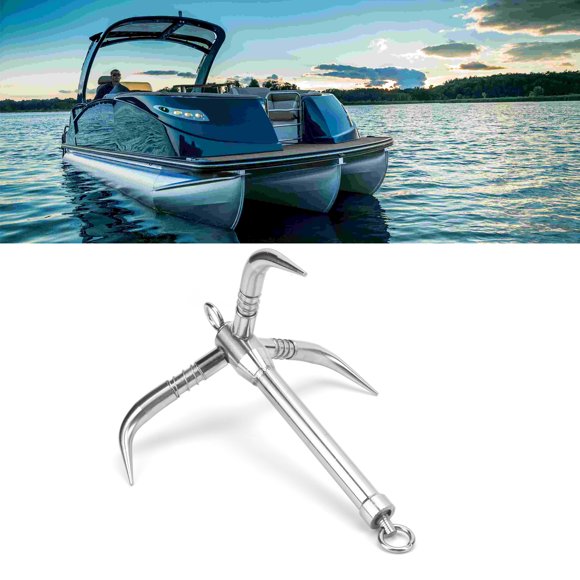 Boat Grapnel, 3 Claw Strong Gripping Ability 316 Stainless Steel Foldable Boat Anchor for Small Boats and Kayaks for Yacht Rafts Canoes