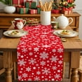 thumbnail image 4 of Burlap Table Runner 120 Inches Long,Christmas Winter Snowflakes Non-Slip Kitchen Table Runners for Dining Room Everyday Use Party Table Decorations Red White, 4 of 9