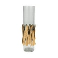 thumbnail image 6 of Glass Pillar Candle Holder with Metal Accent - Glam Smoky Decorative Taper Candle Stand for Home, Office, Bedroom, Living Room - 20" Gray, 6 of 10