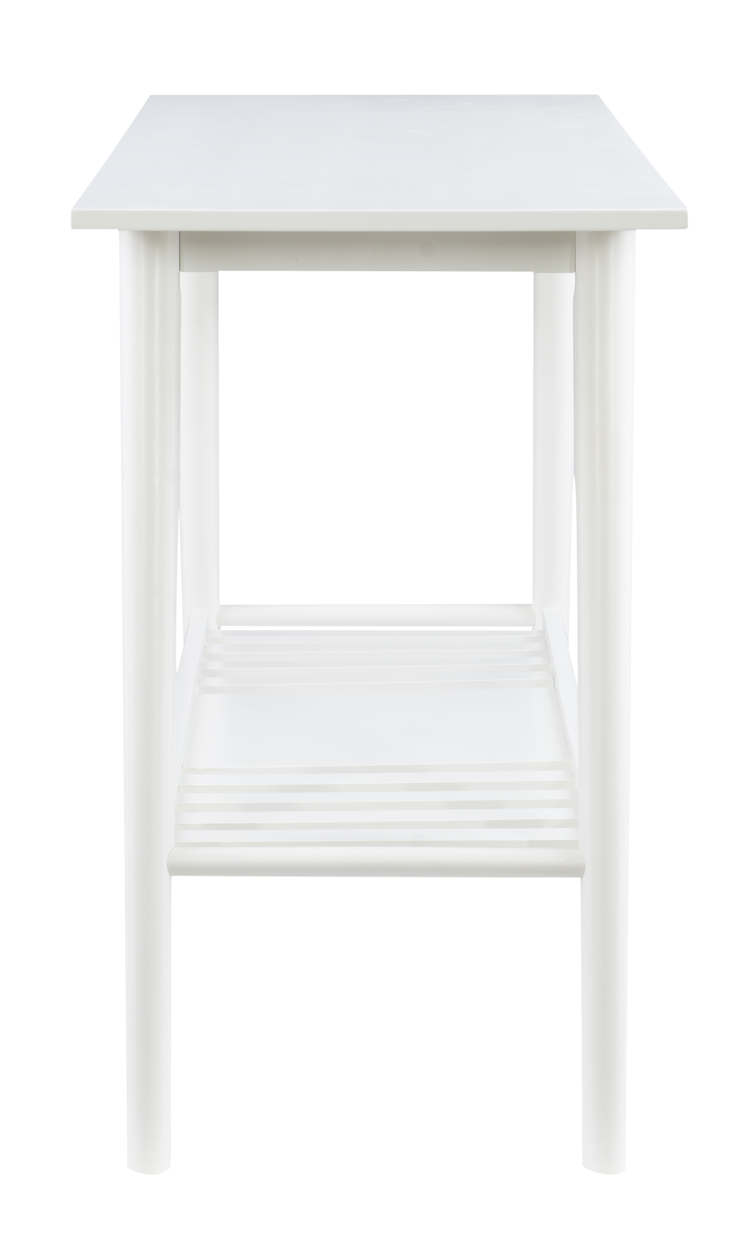 Linon Ashville Mid-Century Indoor Console Table with Shelf, White