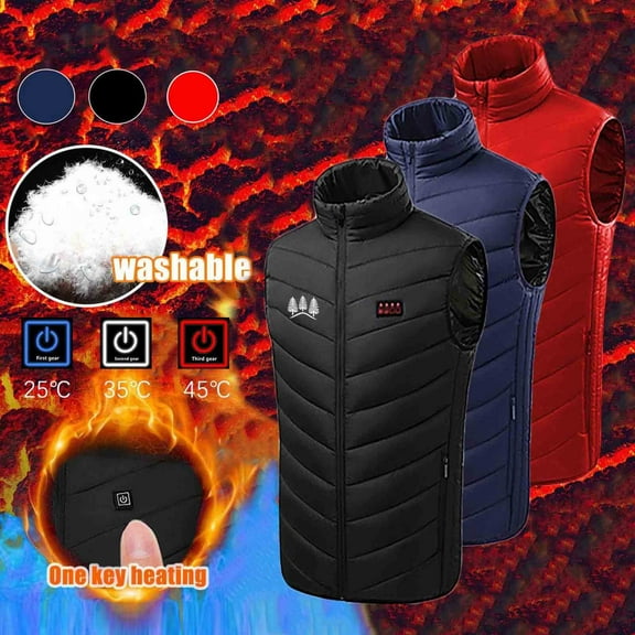 Hinvhai Heated Vest for Men/Women,Electric Heating Jacket Warming Waistcoat Fit Vest for Outdoor Hiking Hunting-No Battery Red XL(XL)
