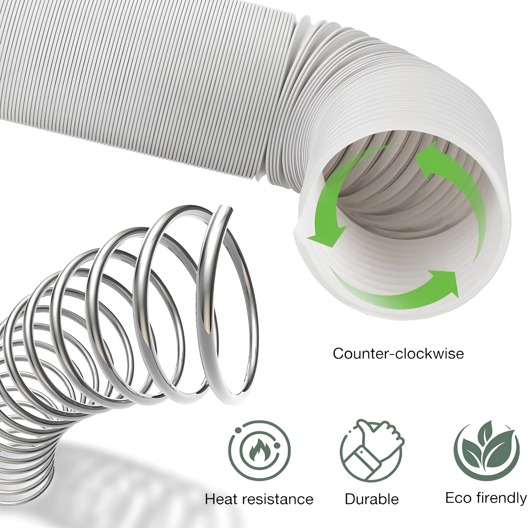 HIBIBUD Portable Air Conditioner Hose Ac Vent Hose,47 Inch Length 5.9 Inch Diameter Ac Replacement Exhaust Hose Anti-Clockwise