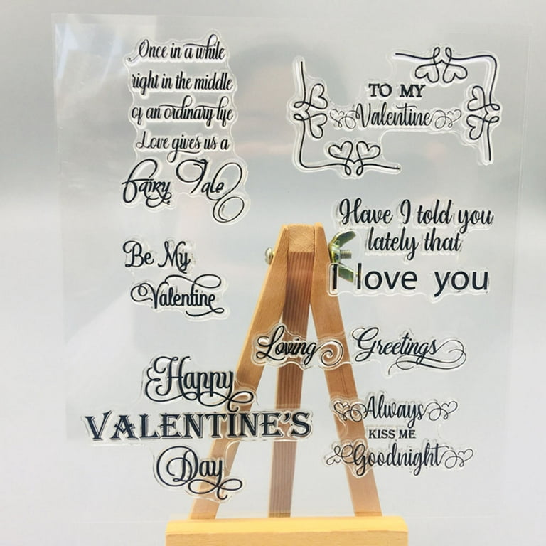 Valentine's Day Clear Stamps with Sentiment Words for Card Making and Paper Craft, Cupid Angel Heart Arrow Star Clear Rubber Stamps for Card Making