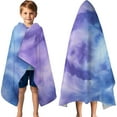 thumbnail image 3 of Purple Blue Tie Dye Pattern Hooded Bath Towel，60"x35" for Ages 3 To 12 Kids, Quick Dry Lightweight Soft Microfiber Hood Beach Towel Cover Up for Kids, 3 of 7