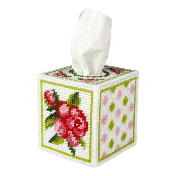 Orchidea Rose Tissue Box Plastic Canvas Kit