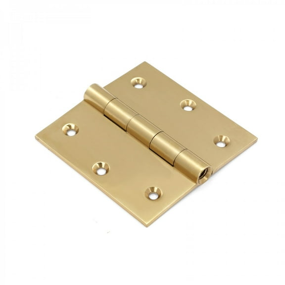 Renovators Supply Bright Brass Cabinet Door Square Hinge 3.5 in Kitchen Cabinet Hinge w/Removable Stainless Steel Pins and Hardware