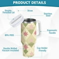 thumbnail image 2 of Yayeee 30oz Stainless Steel Tumbler with Straw and Handle Double-Wall Insulated Travel Water Bottle, Pastel Green Geometric, 2 of 8