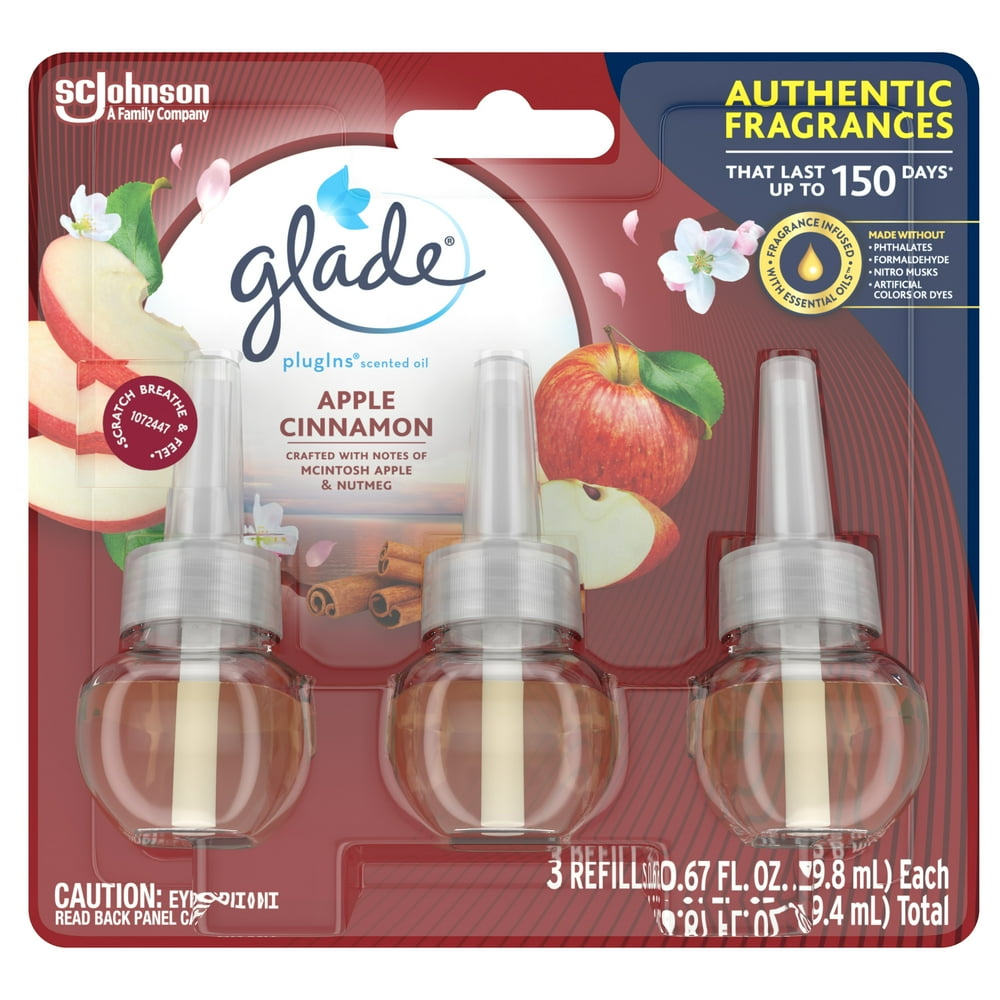 Glade PlugIns Refill 3 CT, Apple Cinnamon, 2.01 FL. OZ. Total, Scented