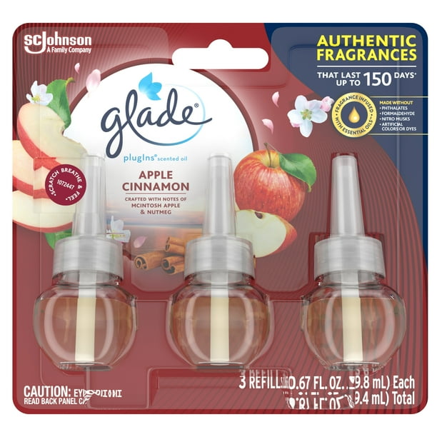 Glade PlugIns Refill 3 CT, Apple Cinnamon, 2.01 FL. OZ. Total, Scented
