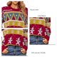 thumbnail image 5 of Suéter de punto navideño para mujer, cuello redondo, patrones de muñeco de nieve, estampado informal, suéter rojo L, 5 of 6
