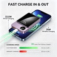 thumbnail image 2 of 20000mAh Magnetic Wireless Charger, Slim Battery Pack with LED Display, Portable Power Bank with Charging Pad for Travel & Multiple Devices - White, 2 of 9