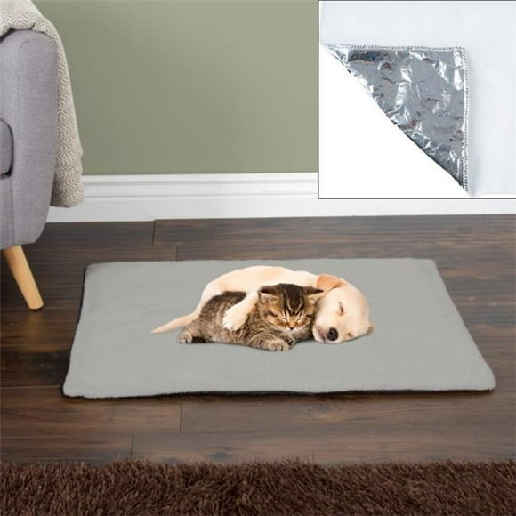 PETMAKER Self-Heating Pet Pad – 25x18 Thermal Pet Mat, Bed Liner, or Self Warming Crate Pad with Soft Sherpa Top for Dogs, Cats, Pets (Gray)