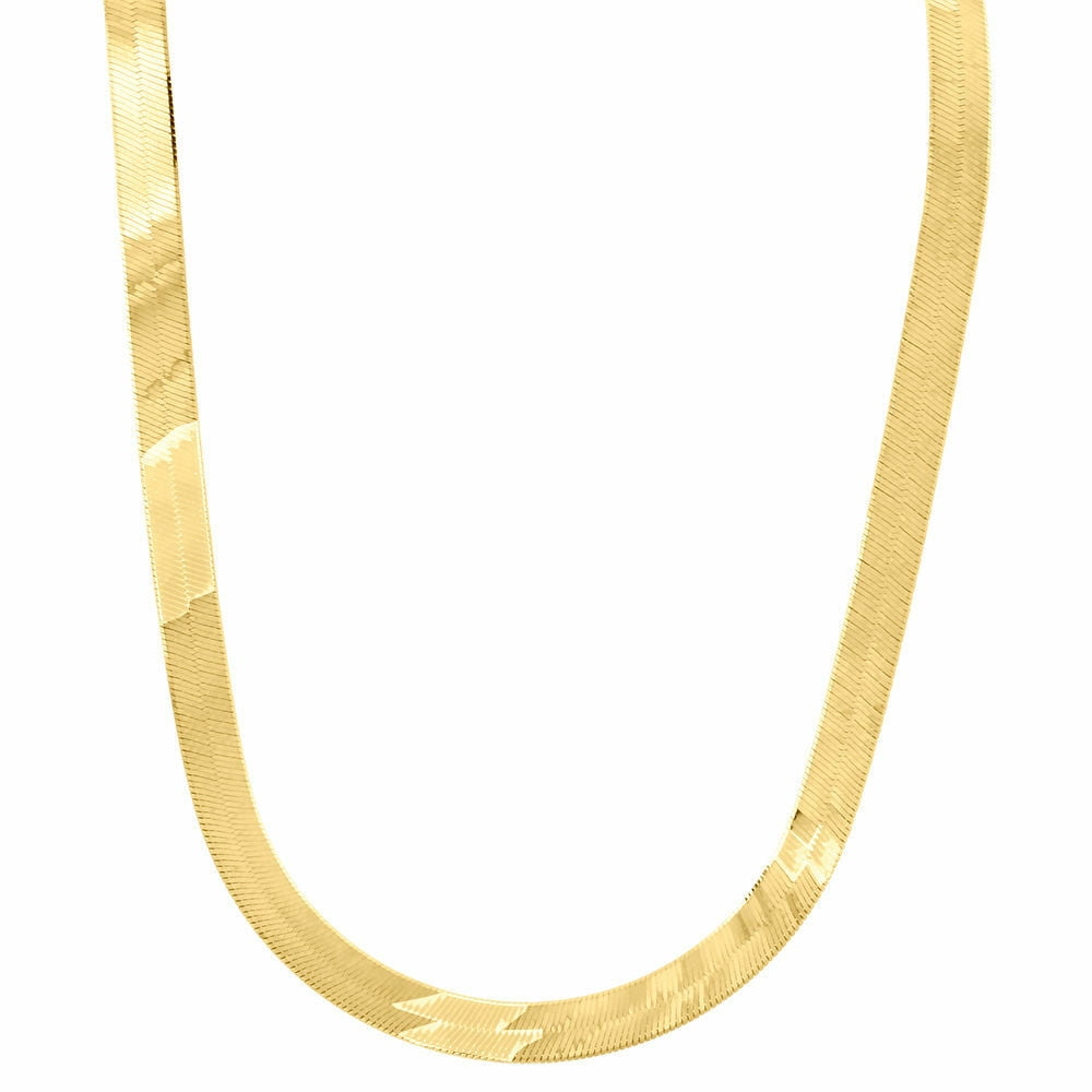 with Secure Lobster Lock Clasp Solid 10k Yellow Gold 5.0mm Silky Herringbone Chain Necklace