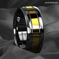 thumbnail image 4 of Tungsten Rings for Men Wedding Bands for Him Womens Wedding Bands for Her 6mm Dome Black Grooved Gold Center, 4 of 11