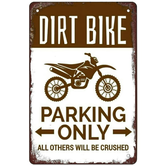 Retro Funny Metal Sign Sheet Signs Tin Sign,Dirt Bike Parking, 8 x 12