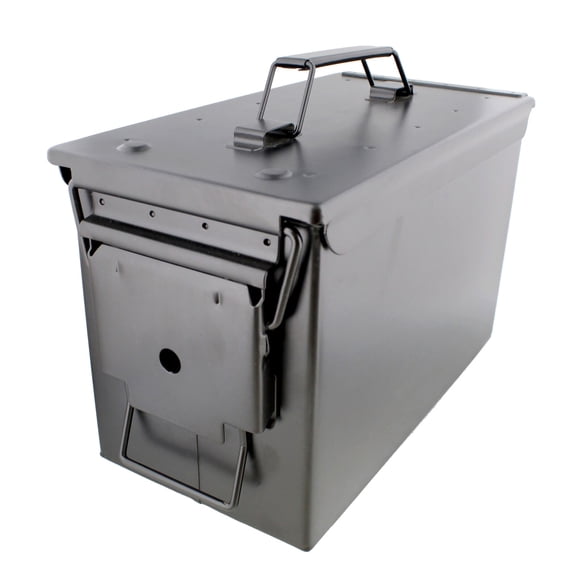 Tactical45 .50 Cal Ammo Can - Tan Steel Military Storage Box With Flip Lid