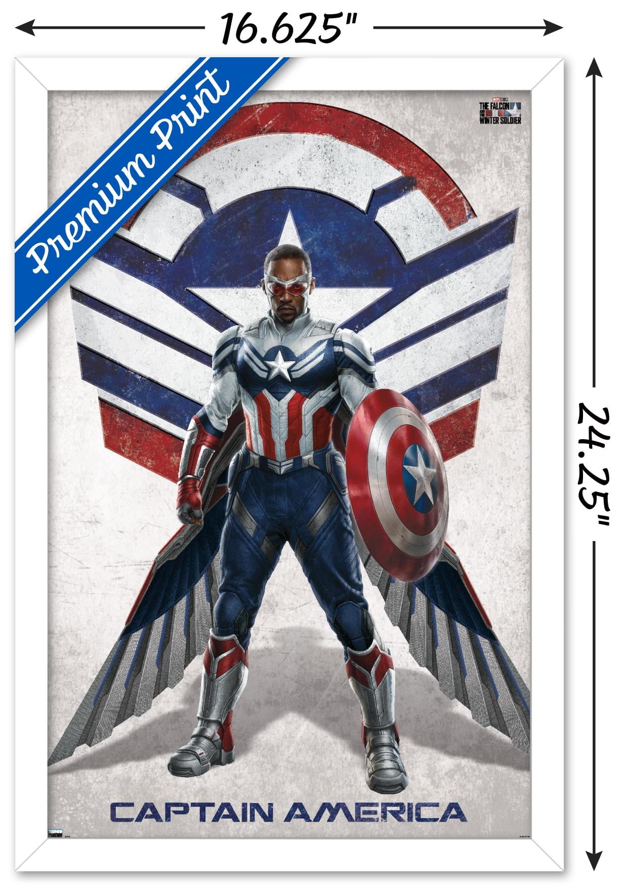 Marvel Falcon and Winter Soldier - Falcon Portrait Wall Poster, 14.725" x 22.375", Framed