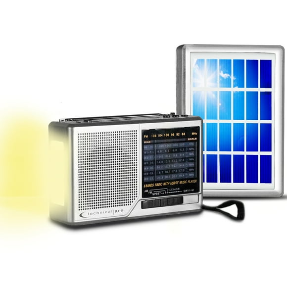 Portable Solar Powered and Battery Operated AM/ FM/ SW Radio, Built-in Speaker and Flashlight, Rechargeable Battery, Listening Device with Headphone Output