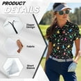 thumbnail image 5 of COEQINE Women Short Sleeve Golf Shirts Moisture Wicking Quick Dry Fit Golf Tops Soft Workout Lightweight Polo Shirts Multicolor Light and Snowflake Print 1/4 Zip Sportswear, S, 5 of 7