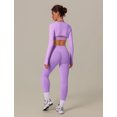 thumbnail image 3 of IDOPIP Workout Sets for Women 3 Piece Long Sleeve Shrug with Seamless Halter Sports Bra High Waist Leggings Gym Yoga Active Outfits XL Purple, 3 of 8