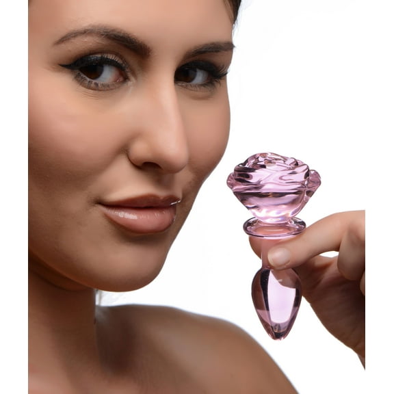 Booty Sparks Pink Rose Glass Small Anal Plug