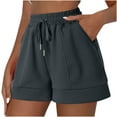 thumbnail image 2 of Tdoqot Womens Athletic Shorts with Pockets- Casual Quick-Dry Cotton Elastic Waist Summer Active Running Shorts Dark Gray Size XL, 2 of 8