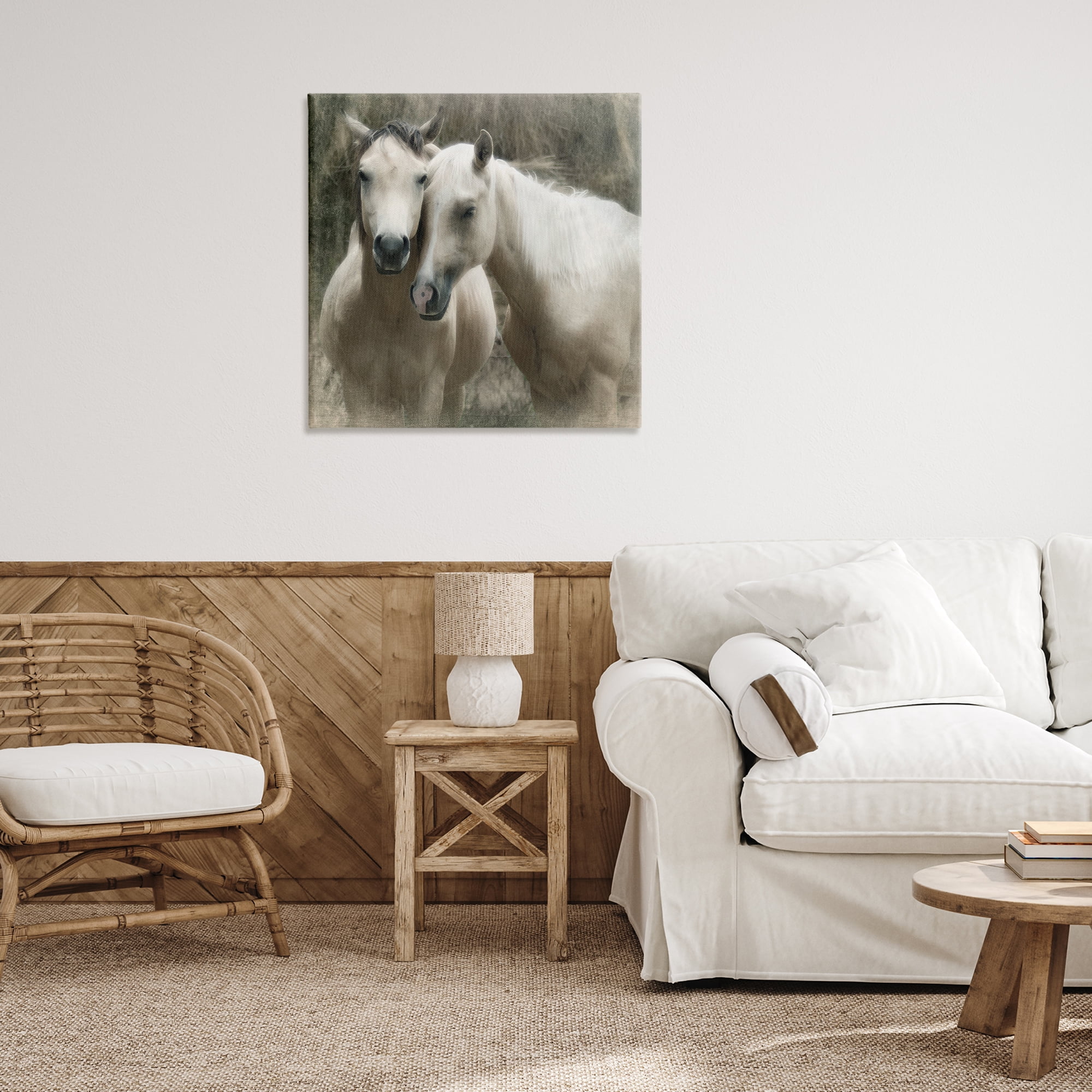 Stupell Industries Snuggling Horses on Farm Animals & Insects Painting Gallery Wrapped Canvas Art Print Wall Art, 30 x 30