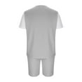 thumbnail image 3 of Aueoeo Mens Summer Track Suits 2 Piece Shorts Sets Short Sleeve Sweatsuit Outfits 1/4 Button Color Splicing Textured Shirts, 3 of 5