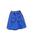 thumbnail image 2 of hengsof Solid Color Denim Utility Style Skirt for Toddler Girls Casual Summer Mini Skirt with Functional Pockets Stretch Fabric Elastic Waist Perfect for Outdoor Play Size 2-9 Years, 2 of 5