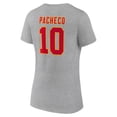 thumbnail image 3 of Women's Isiah Pacheco Gray Kansas City Chiefs Icon Player Name & Number V-Neck T-Shirt, 3 of 3