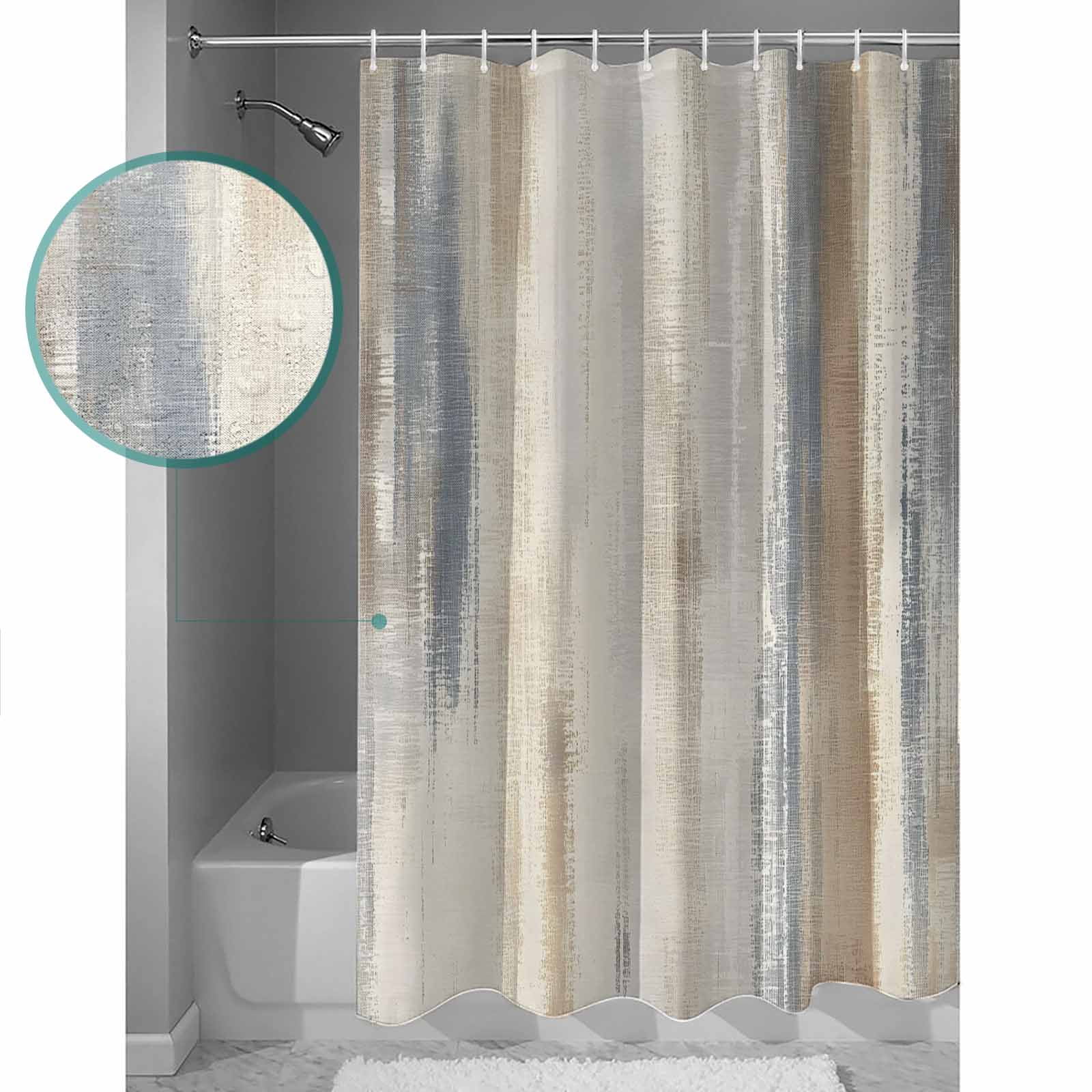 Beige Grey Shower Curtains for Bathroom Waterproof Fabric Bath Curtains Decor Bath Tub Curtain Abstract Mottled Art Retro Modern Painting Decorative Shower Curtain Sets with 12 Hooks, 72x72 Inch