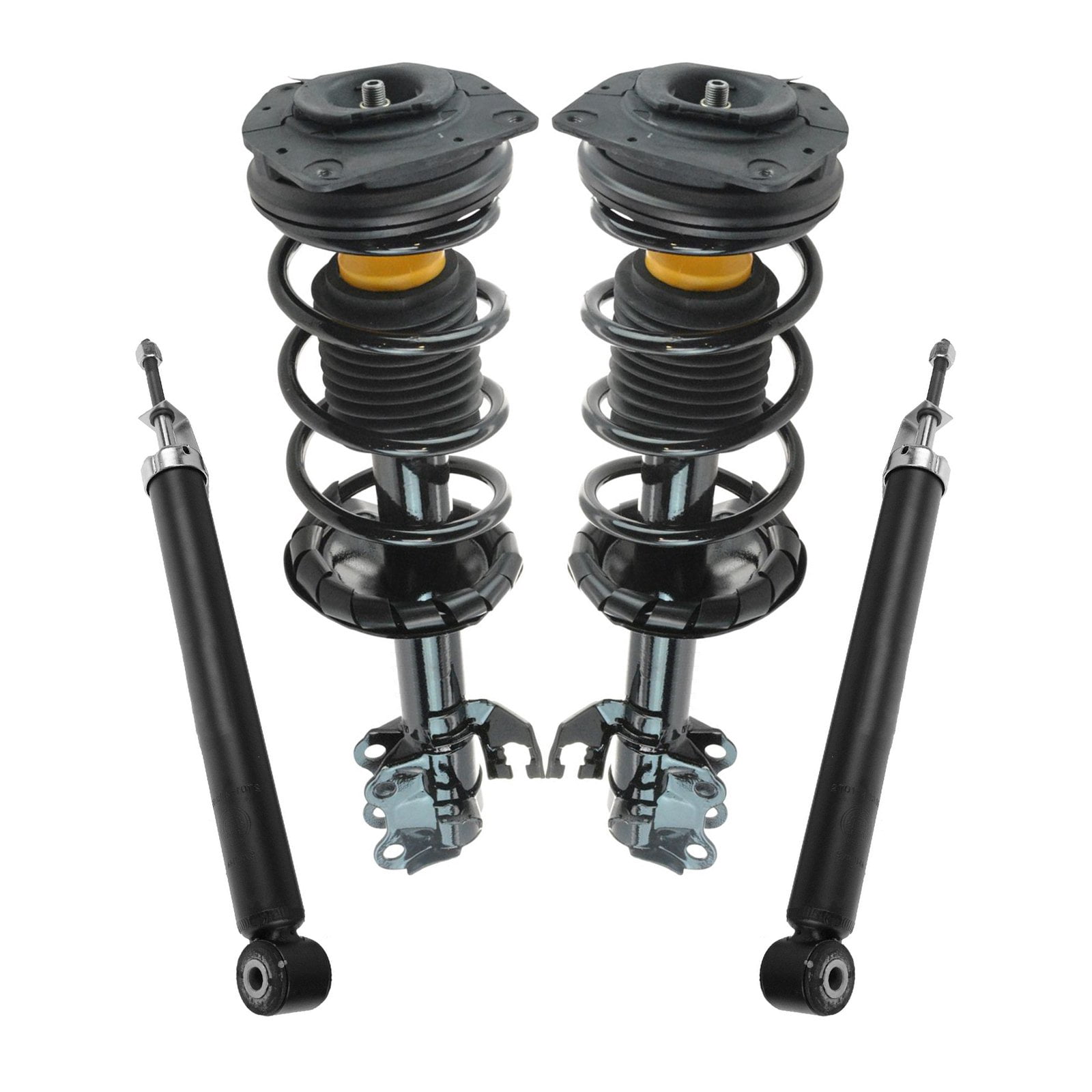 TRQ Front and Rear Complete Strut Assembly & Shock Absorber Kit Complete Strut & Coil Spring Assembly Fits Select 2007-2012 Nissan Versa