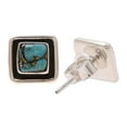 thumbnail image 3 of NOVICA Sterling silver and composite turquoise stud earrings, 'Mystic Frame', 3 of 6