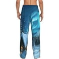 thumbnail image 3 of Uemuo Mountain Cottage In Snow Pattern Men's Wide Leg Palazzo Lounge Pants with Pockets Light Weight Loose Comfy Casual Pajama Pants-Medium, 3 of 9